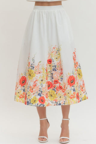 Julie Floral Print Skirt Set- Off White-K. Ellis Boutique
