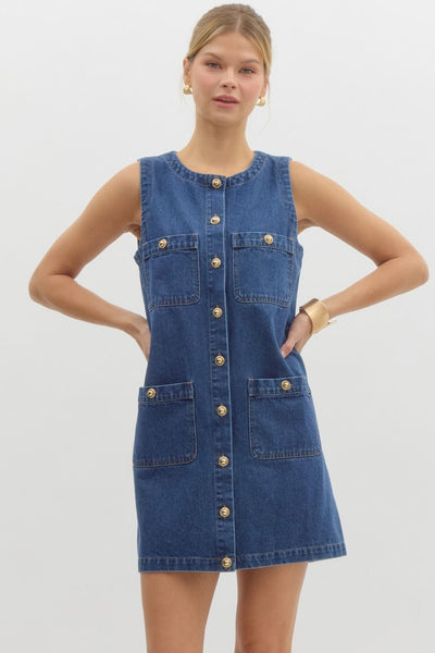 Sleeveless Mini Dress-Denim-K. Ellis Boutique