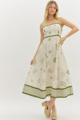 Garden Midi Dress- Olive-Midi/Maxi Dress-K. Ellis Boutique