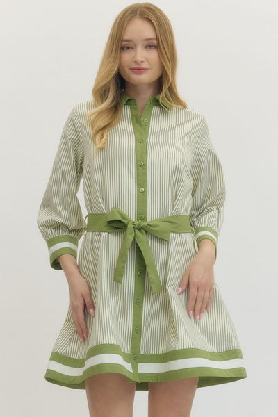 Contrast Striped Mini- Matcha-K. Ellis Boutique
