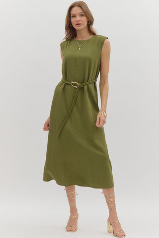 Solid Sleevless Midi w/ Belt-K. Ellis Boutique