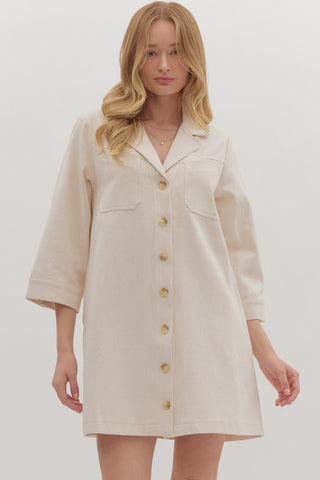 Denim Button Detail Mini- Ecru-K. Ellis Boutique