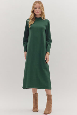 Mock Neck Knit Midi-Pine-Midi-K. Ellis Boutique