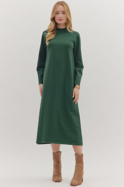 Mock Neck Knit Midi-Pine-K. Ellis Boutique