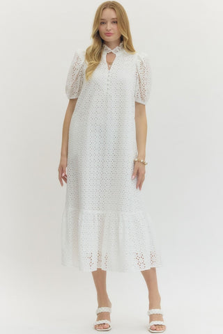 Courtney Eyelet Midi- Off White-K. Ellis Boutique