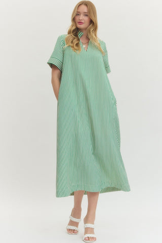 Stripe Midi Dress- Green-K. Ellis Boutique