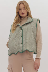 Striped Oversize Diamond Quilted- Hunter Green-K. Ellis Boutique