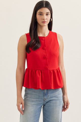 The Jackie Red Peplum Sleeveless Top-Red-Sleeveless Top-K. Ellis Boutique