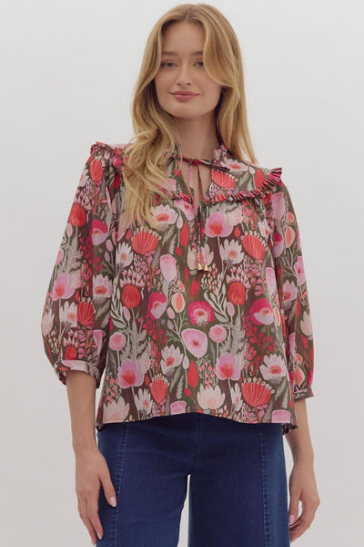 Floral Print Cotton Poplin Blouse - Rubby-K. Ellis Boutique