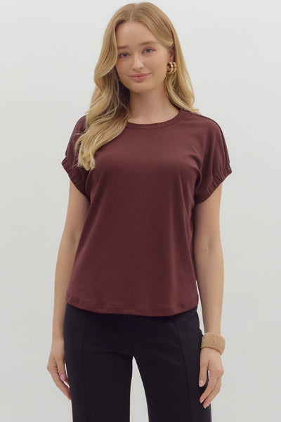 Elyse Jersey Knit Top- Burgundy-K. Ellis Boutique