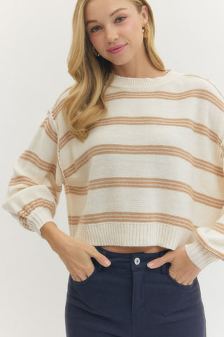 Lily Striped Sweater- Cream-Sweater-K. Ellis Boutique