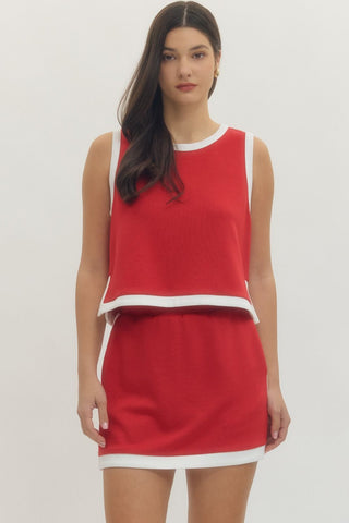 Liv Contrast Skort Set- Red-K. Ellis Boutique