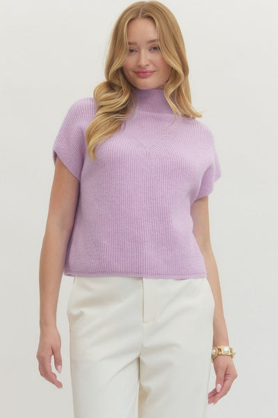 Danni Mock Neck Top- Lavender-K. Ellis Boutique