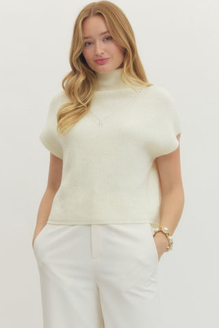 Danni Mock Neck Top- Cream-K. Ellis Boutique