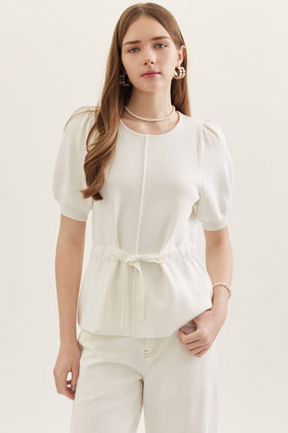 Springtime Easy White Blouse-Short Sleeve Top-K. Ellis Boutique