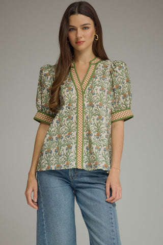 English Garden Blouse-Short Sleeve Top-K. Ellis Boutique