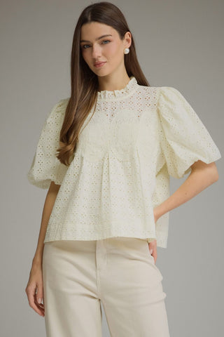 Eleanor Eyelet Top-Short Sleeve Top-K. Ellis Boutique