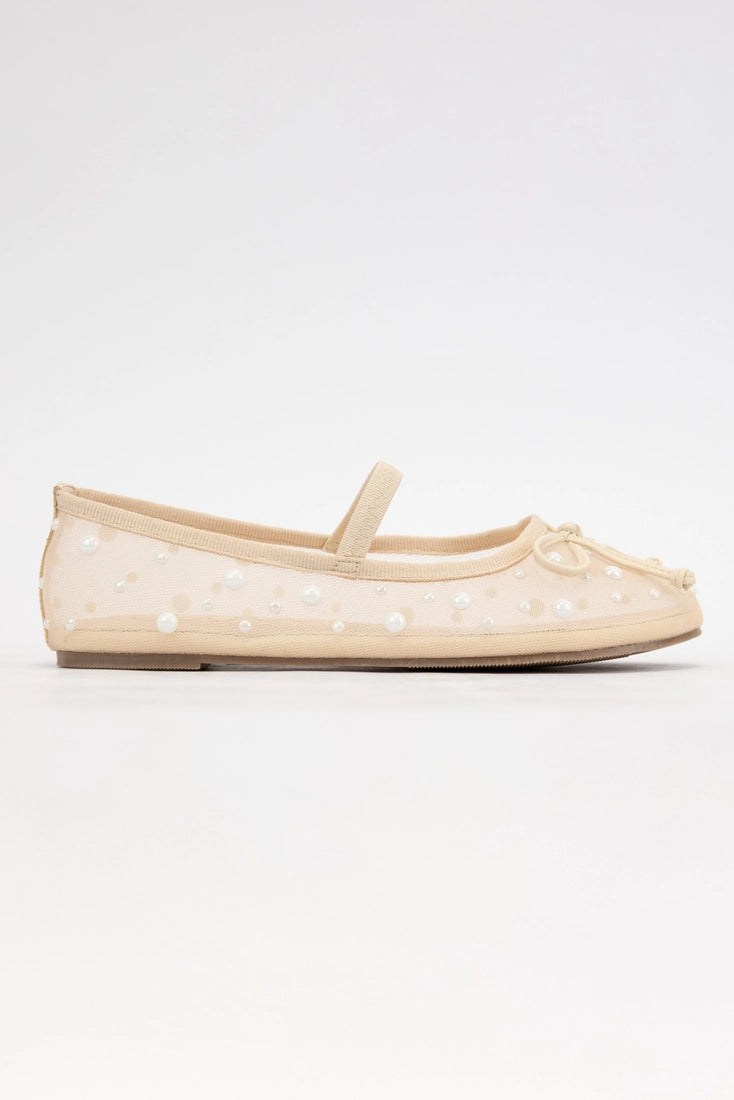 Carly Sheer Mesh with Pearl Embellishment Flat-K. Ellis Boutique