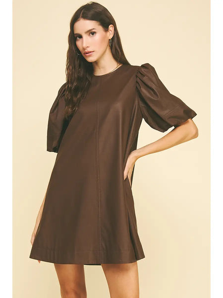 Leather Tunic Mini- Chocolate-K. Ellis Boutique