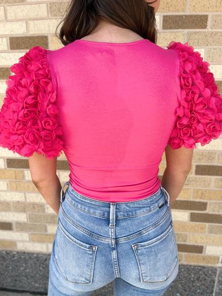 3D Floral Bodysuit - Pink-K. Ellis Boutique