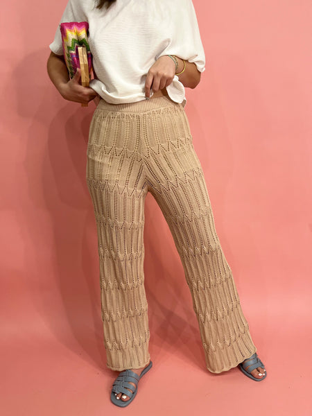Crochet Sweater Pants - Natural-K. Ellis Boutique
