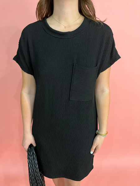 Ribbed Mini Dress- Black-K. Ellis Boutique