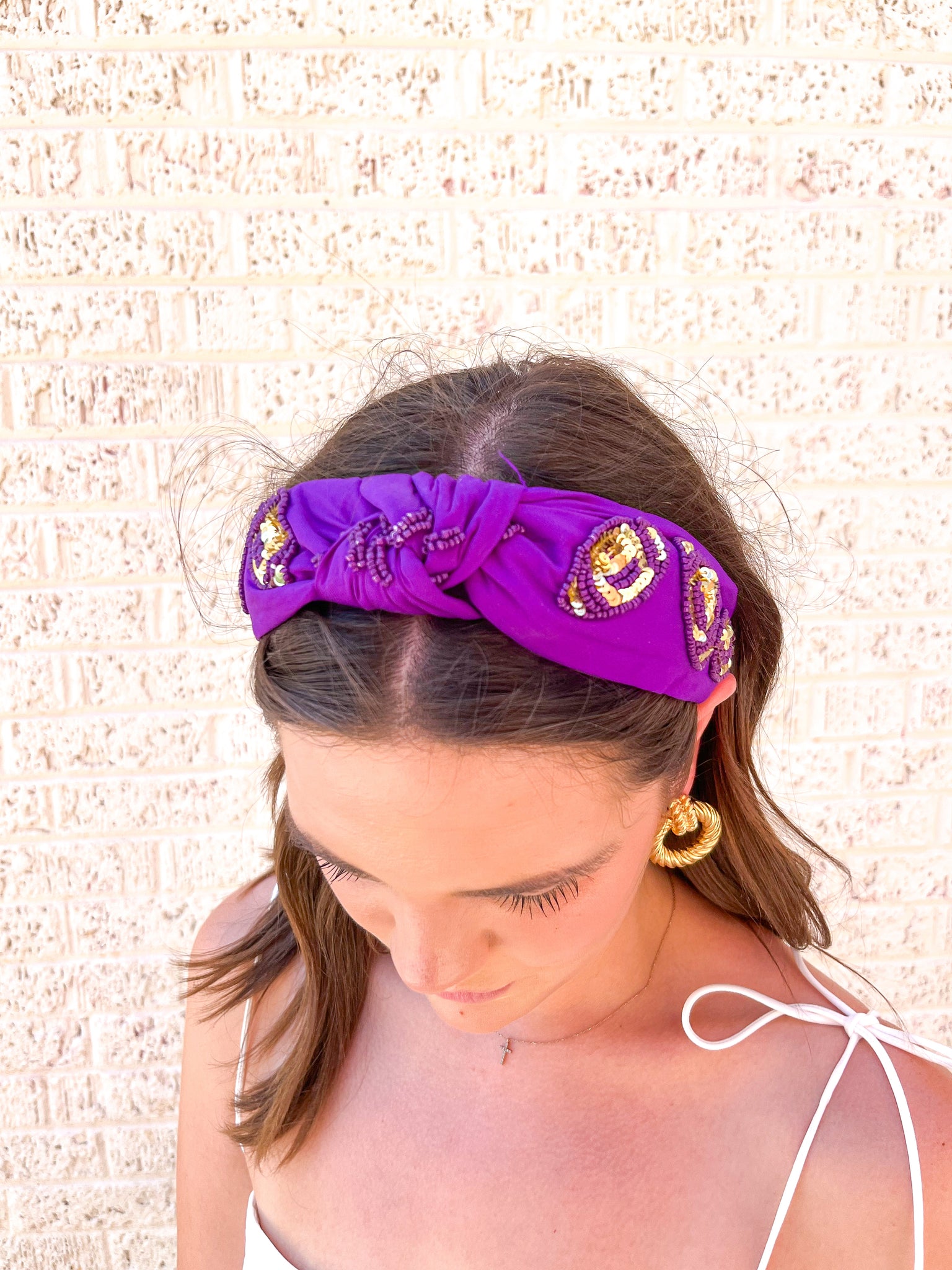 Sequin Football Headband - Purple and Gold-K. Ellis Boutique
