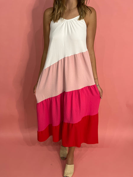 Maxi Color Block Dress - White-K. Ellis Boutique