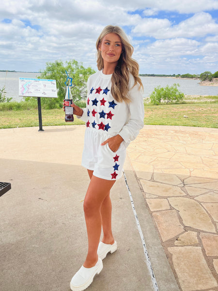 4th of July Star Patch Long Sleeve Terry Top-K. Ellis Boutique