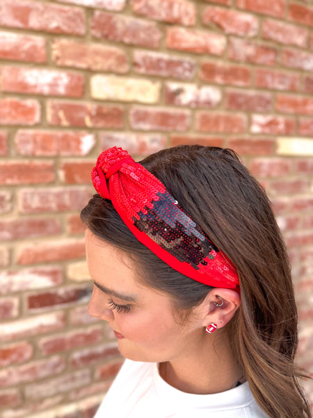 Sanders Sequin Headband - RED BLACK-K. Ellis Boutique