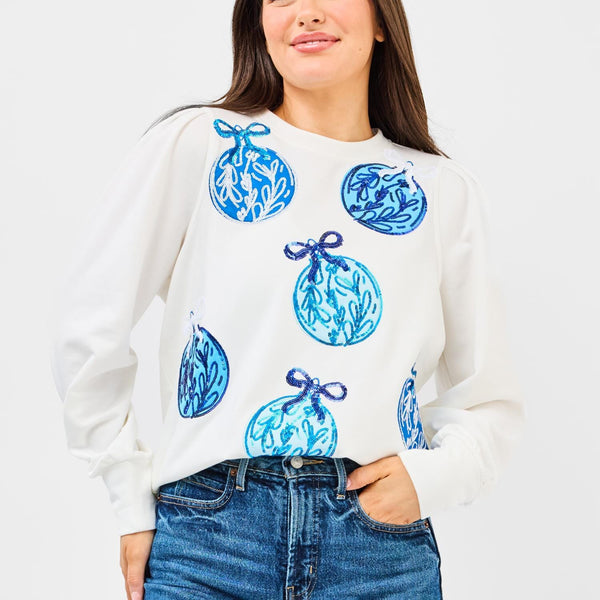 Kelly Sweatshirt - Blue Ornaments-K. Ellis Boutique