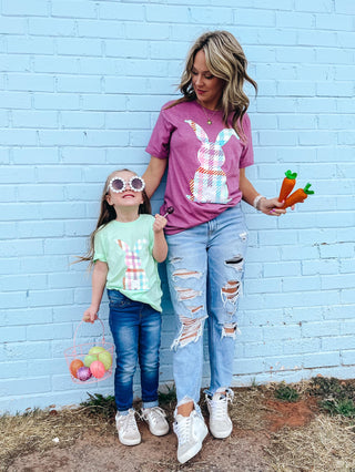 Plaid Bunny Graphic tee-K. Ellis Boutique