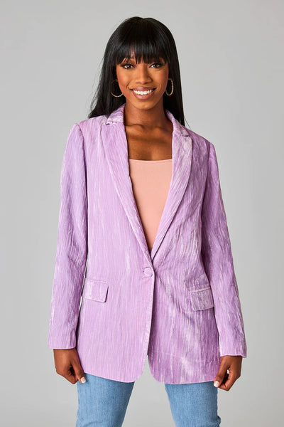 BuddyLove | HEFF CRUSHED VELVET BLAZER - PERIWINKLE-K. Ellis Boutique