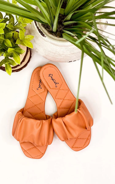 HAZY RUCHED SANDAL - ASH CORAL-K. Ellis Boutique