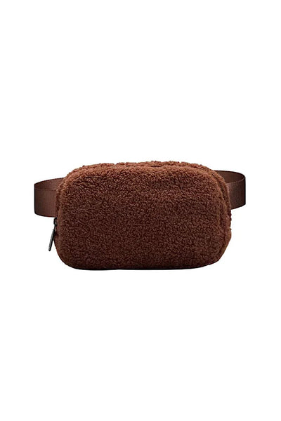 Teddy Sherpa Fanny Pack - Brown-K. Ellis Boutique