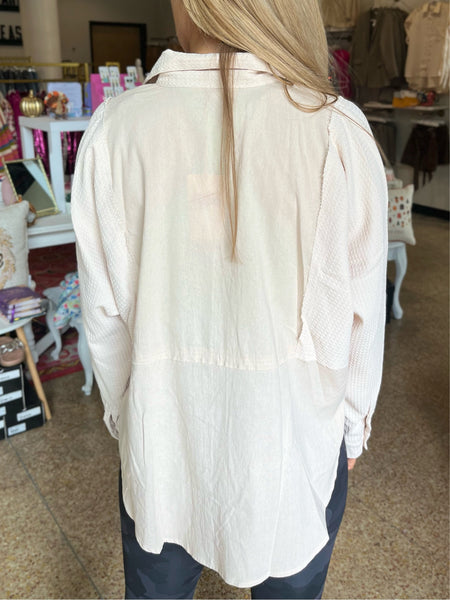 Collared Waffle Button Down - Natural-K. Ellis Boutique