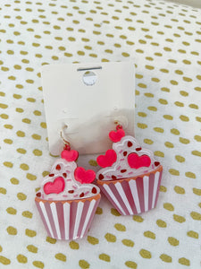 Valentine's Cupcake Dangle Earrings-K. Ellis Boutique