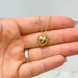Pave Gold Dipped Heart Pendant Necklace-K. Ellis Boutique