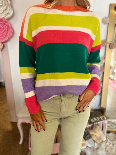 Multicolor Striped Speckled Pullover-K. Ellis Boutique