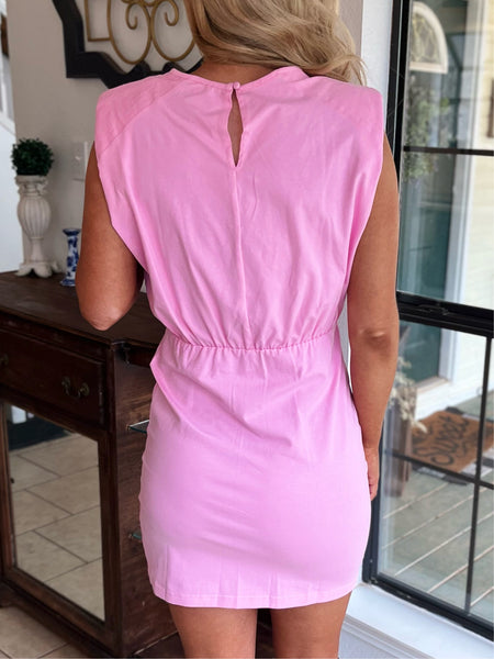 Shoulder Padded Dress - Pink-K. Ellis Boutique
