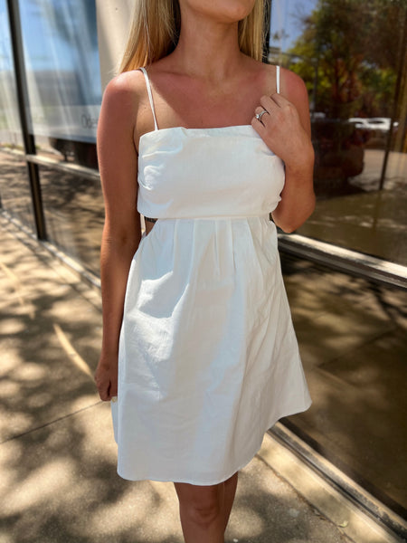 Cutout Strappy Mini Dress - White-K. Ellis Boutique