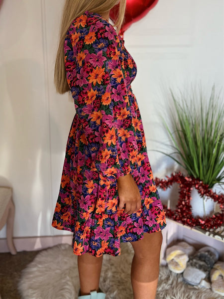 Floral Tiered Midi Dress - Blackberry-K. Ellis Boutique