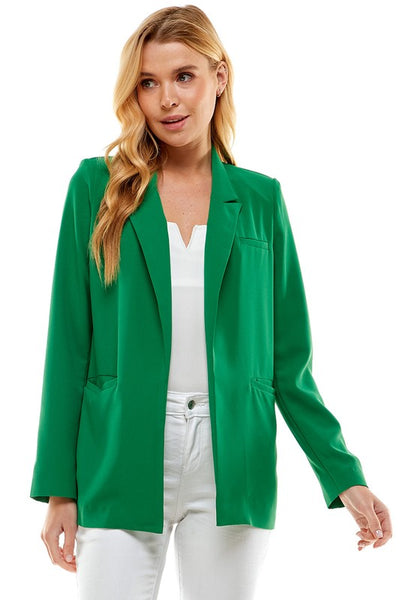 Front Open Blazer - Kelly Green-K. Ellis Boutique