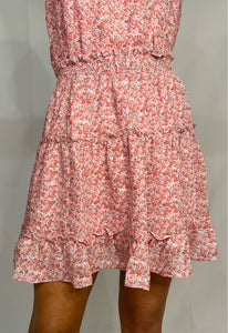Ditsy Floral Tiered Smocked Mini Skirt - Red-K. Ellis Boutique