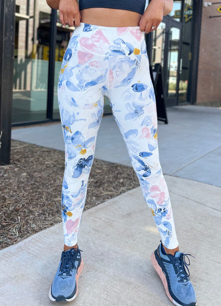 Watercolor Floral Leggings - Print-K. Ellis Boutique