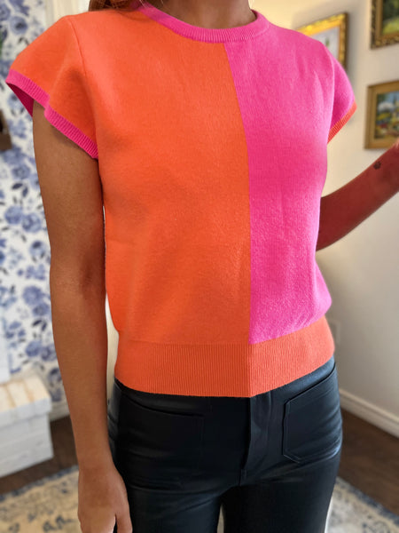 Color Block Knit Top - Pink-K. Ellis Boutique