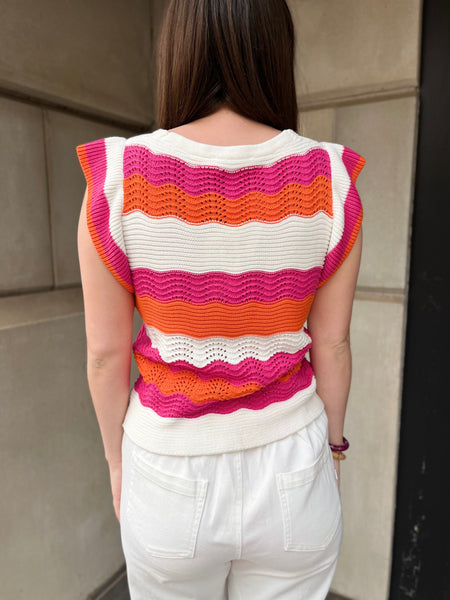 Knitted Flutter Sleeve Top - Pink-K. Ellis Boutique