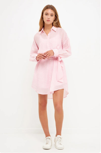 English Factory Striped Belted Shirt Dress - Pink-K. Ellis Boutique