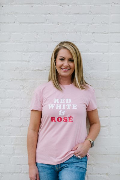 Red, White & Rose T-shirt - Rosie-K. Ellis Boutique